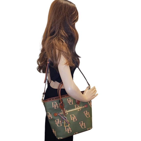 Dooney & Bourke Tote Bag DB Monogram & Vachetta Leather Signature Purse - Picture 15 of 16